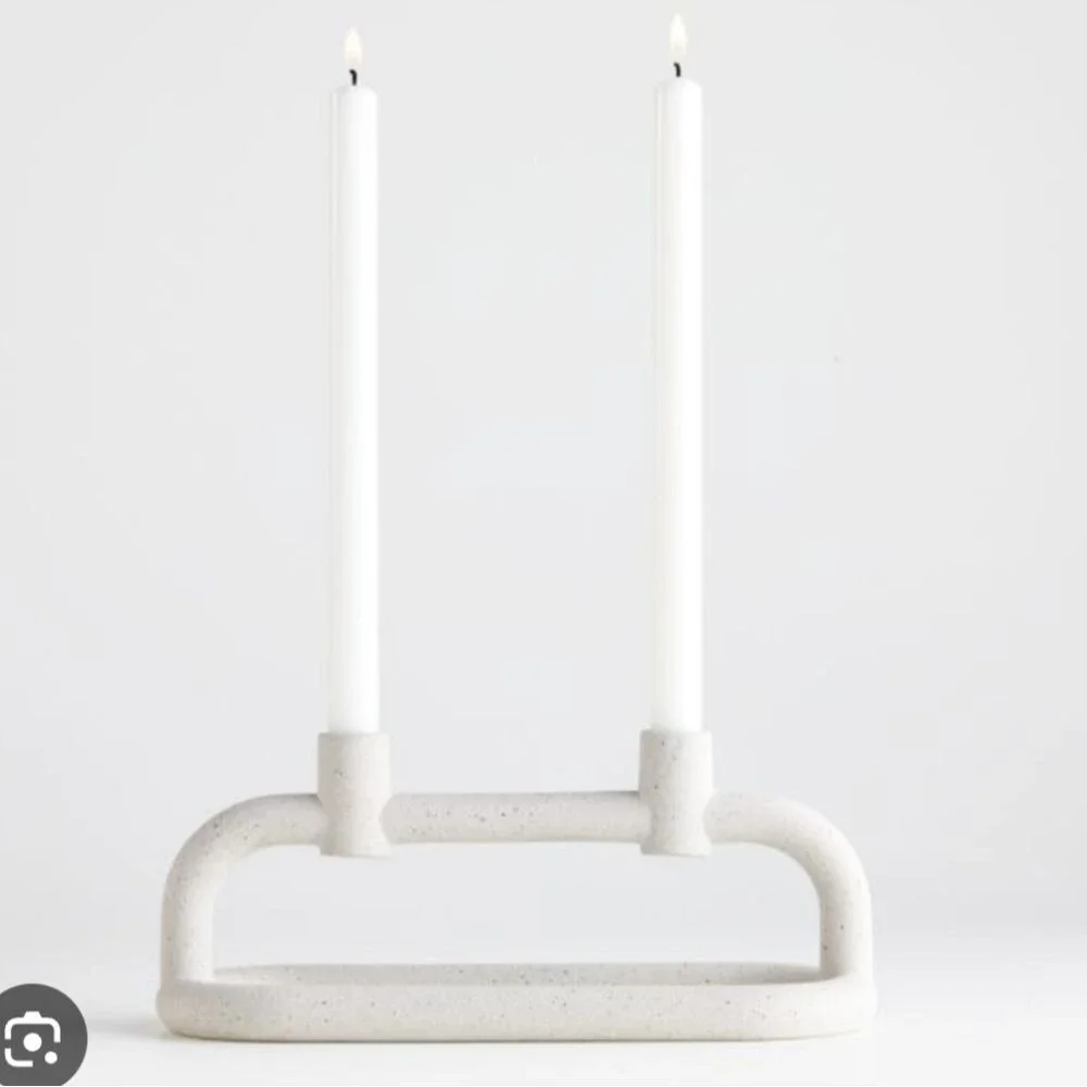 Lorin Sculpted Cement 2 Taper Candle Holder Crate And Barrel Stone Style Finish